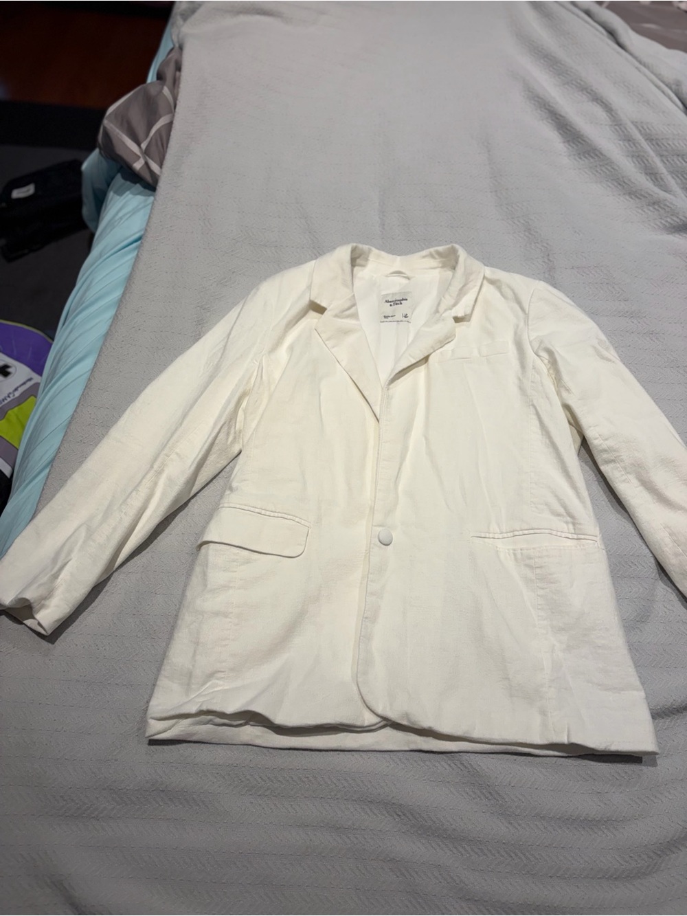 Abercrombie and Fitch Cream Women's Blazer Jacket Petite Large